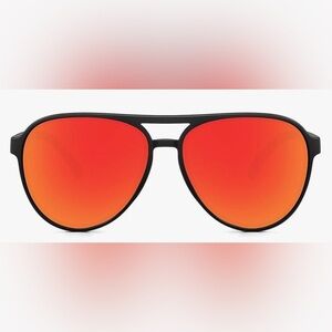 Men's Aviator Sunglasses with Red-Orange Mirrored Lenses